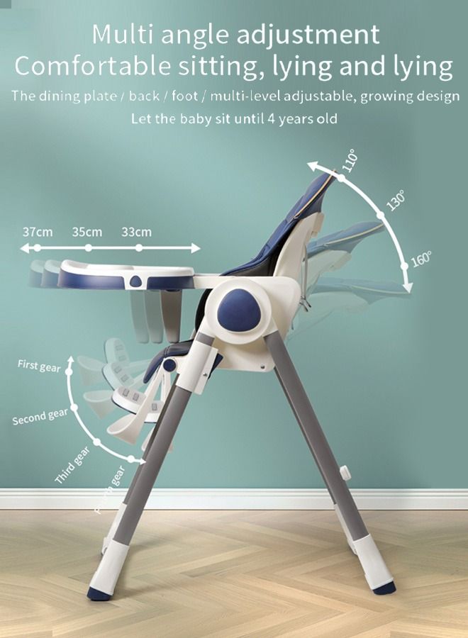 3 In 1 Emperia Plus Baby High Chair For Kids Feeding Chair With Adjustable Height Recline Safety Belt Baby Booster Seat For Baby Kids With Tray Kids High Chair For Baby 6 Months To 4 Years Blue
