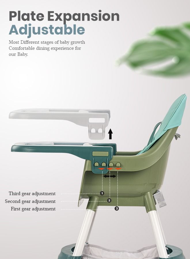 2 In 1 Manta Baby High Chair For Kids Baby Feeding Chair With 2 Adjustable Height Footrest Safety Belt Baby Booster Seat For Baby With Tray Kids High Chair For Baby 6 Months To 4 Years Green