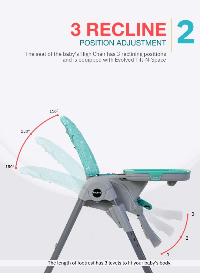 2 in 1 Baby High Chair for Kids Feeding with 7 Height Adjustable Recline Footrest Baby Chair Booster Seat with Food Tray Belt Kids High Chair for Baby 6 Months to 4 Years Boy Girl Green