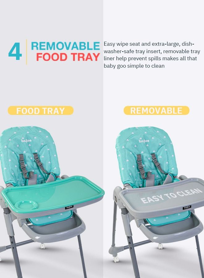 2 in 1 Baby High Chair for Kids Feeding with 7 Height Adjustable Recline Footrest Baby Chair Booster Seat with Food Tray Belt Kids High Chair for Baby 6 Months to 4 Years Boy Girl Green