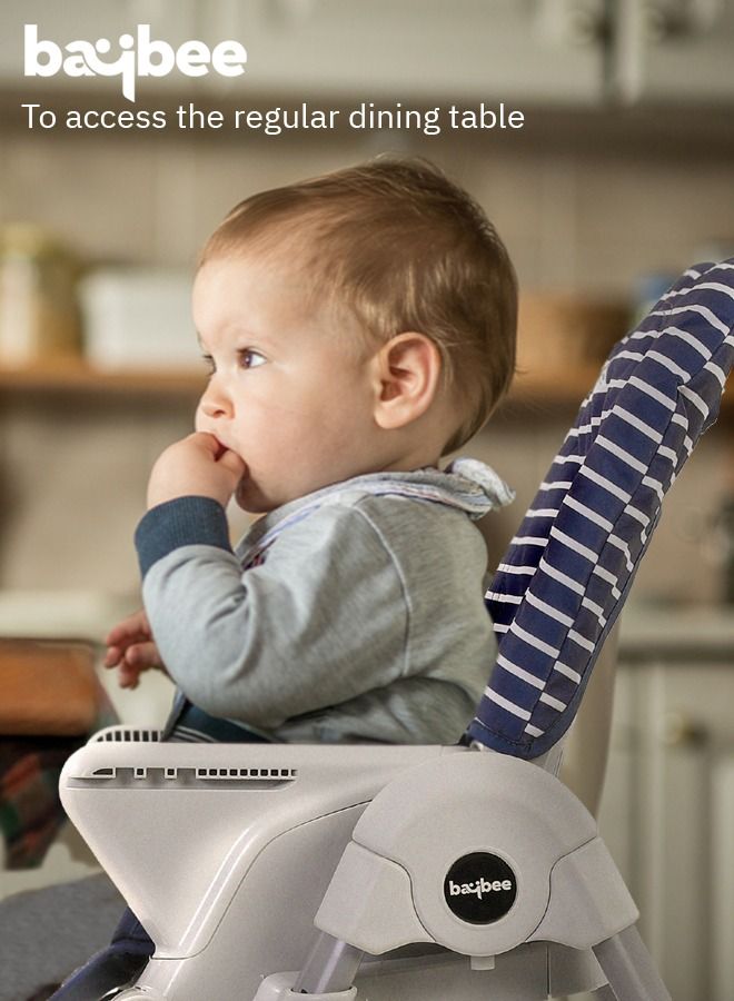 2 in 1 Baby High Chair for Kids Feeding with 7 Height Adjustable Recline Footrest Baby Chair Booster Seat with Food Tray Belt Kids High Chair for Baby 6 Months to 4 Years Boy Girl Navy Blue