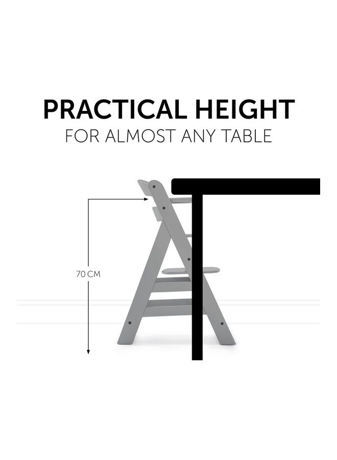 Wooden Highchair Alpha Adjustable For Children From 6 Months Up To 90 Kg 5 - Point Harness Included Usable Birth In Combination With Newborn Set (Not Included) Grey