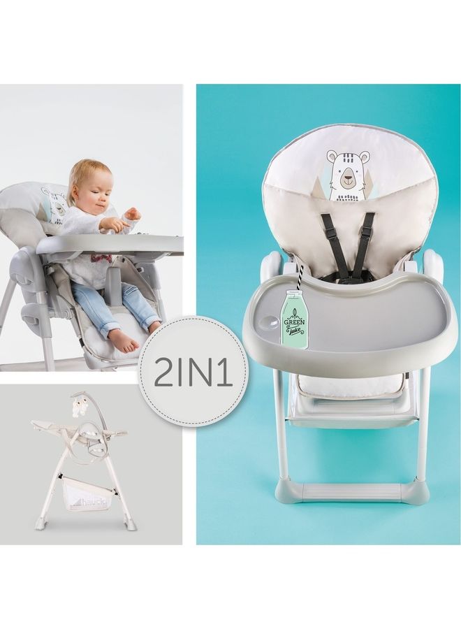 Grow - Along Highchair Sit N Relax, New - Born Attachment From Birth To 9 Kg , Toddler Seat Up To 15 Kg, Height - Adjustable, Foldable, Wheels, Play Arch, Tray, Basket - Beige