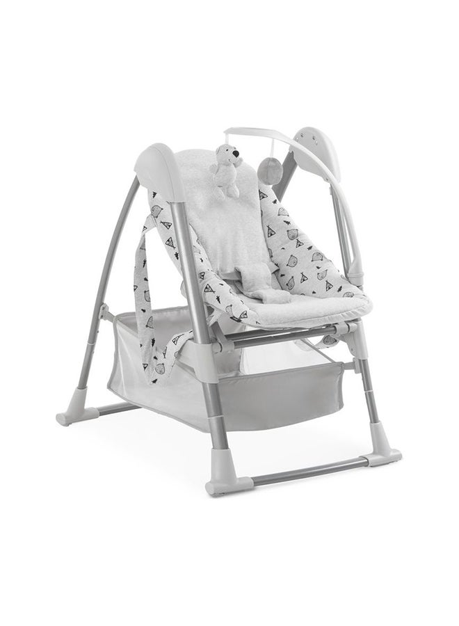 Sit N Relax 3-In-1 includes Baby Bouncer and High Chair, Compact & Foldable, with Plush Toys, Grey 0M+