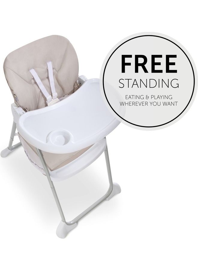 Sit N Fold Children'S High Chair, From 6 Months To 15 Kg, Narrow Foldable, Adjustable Backrest, Removable Tray, Large Toy Basket - Beige