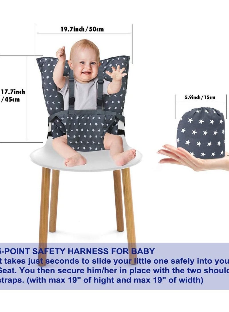 Portable Baby High Chair Safety Seat Harness for Toddler, Baby Travel Essential Easy High Booster Seat Cover for Infant Eating Feeding Camping with Adjustable Straps Shoulder Belt.