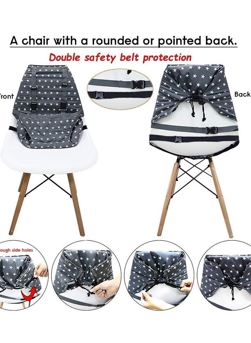 Portable Baby High Chair Safety Seat Harness for Toddler, Baby Travel Essential Easy High Booster Seat Cover for Infant Eating Feeding Camping with Adjustable Straps Shoulder Belt.