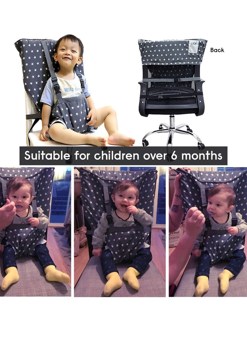 Portable Baby High Chair Safety Seat Harness for Toddler, Baby Travel Essential Easy High Booster Seat Cover for Infant Eating Feeding Camping with Adjustable Straps Shoulder Belt.