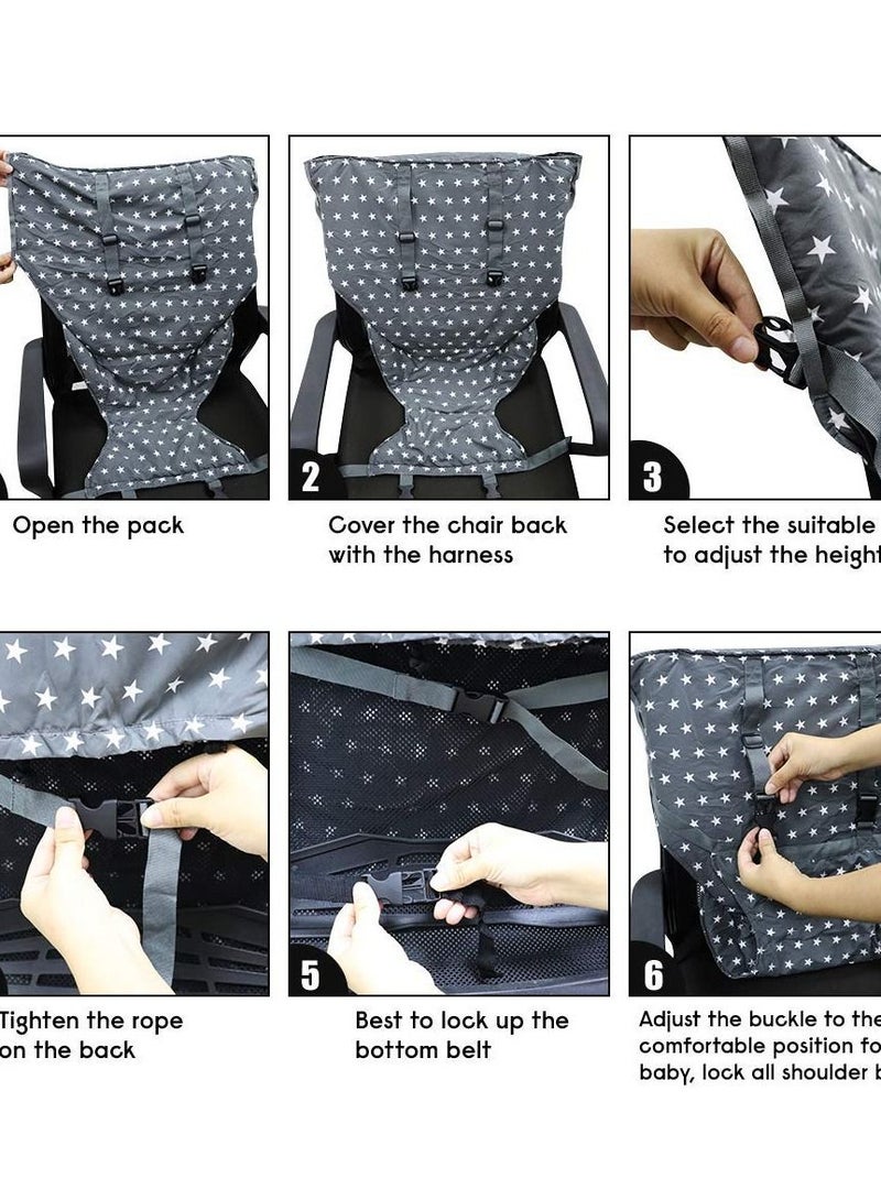 Portable Baby High Chair Safety Seat Harness for Toddler, Baby Travel Essential Easy High Booster Seat Cover for Infant Eating Feeding Camping with Adjustable Straps Shoulder Belt.