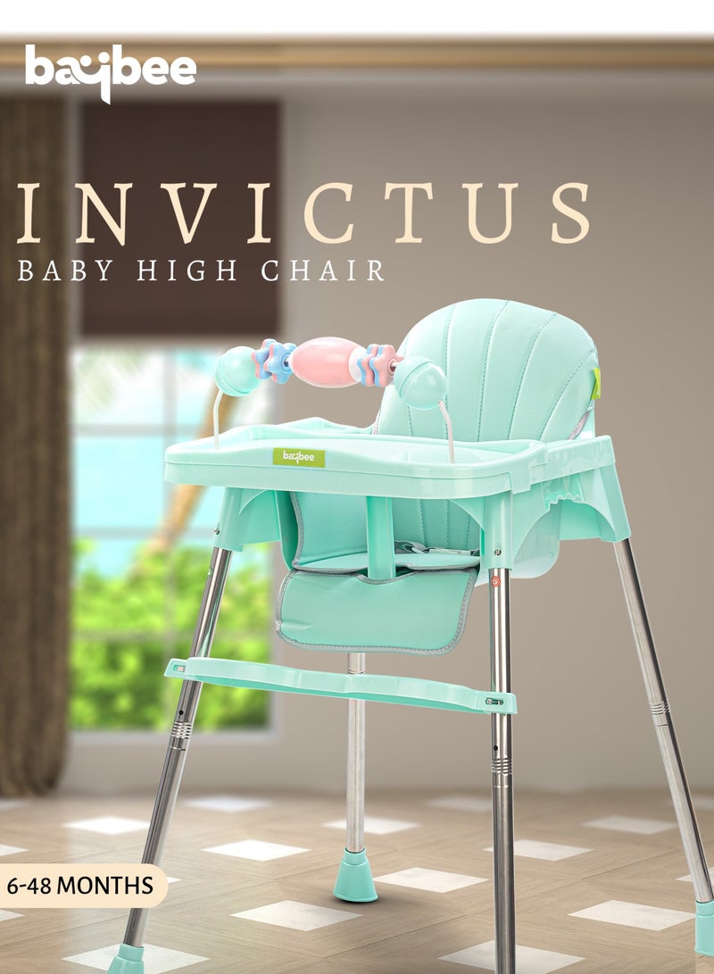 3 In 1 Invictus Baby High Chair For Kids With 2 Adjustable Height & Footrest, Baby Toddler Feeding Chair Booster Seat With Tray, Safety Belt Kids High Chair For Baby 6 Months To 4 Years Boy Girl Green