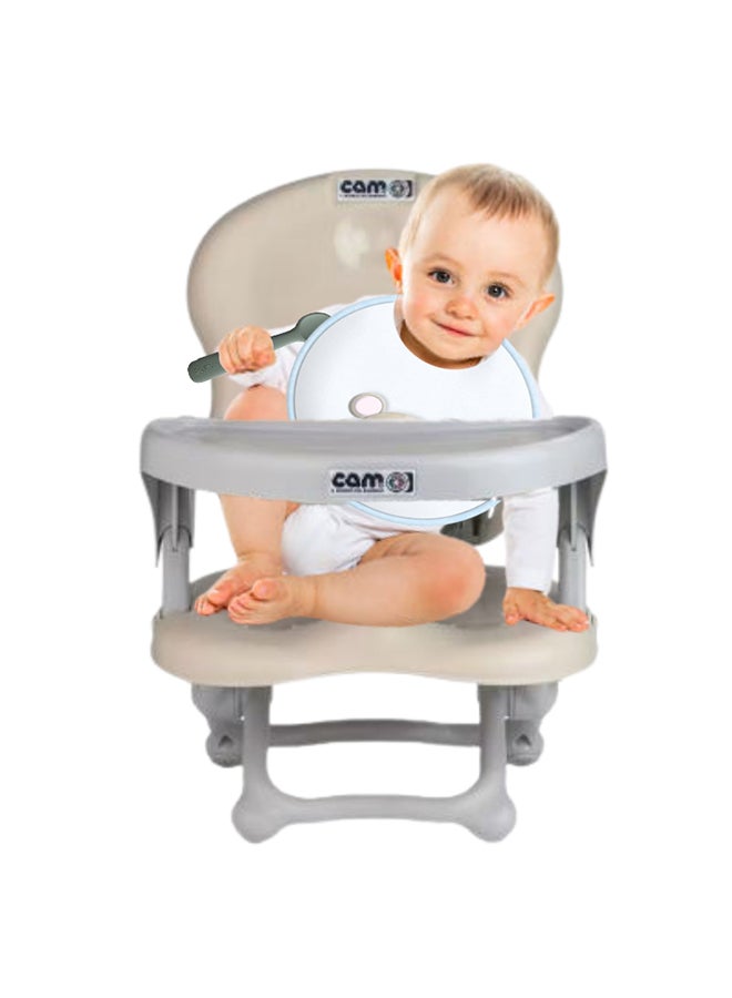 Smarty Booster Baby Feeding Chair, Snack Seat, Smart Pop, Portable, Booster Seat With Tray Eating, Dinning Lightweight, Compact Fold, Travel, Camping - Cream