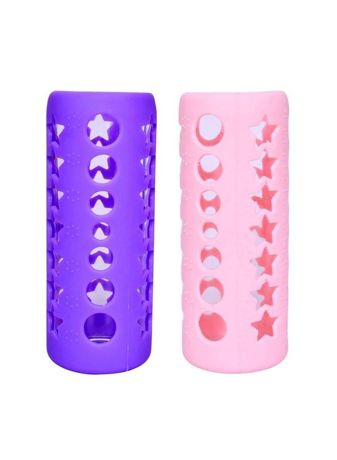 Baby Feeding Bottle Silicone Warmer Cover Sleeve Holder Insulated Protection For Newborns Infants Babies (Pack Of 2) (Pink & Purple 240 Ml)