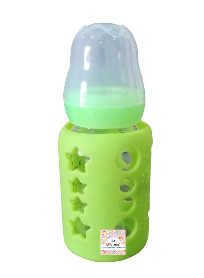 Baby Feeding Bottle Silicone Warmer Cover;Sleeve Holder;Insulated Protection For Newborns;Infants;Babies (Pack Of 2) (Green & Blue 120Ml)