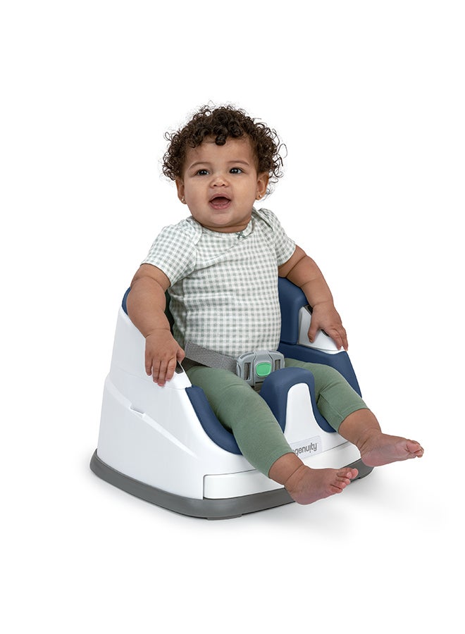 Baby Base 2-in-1 Booster Feeding and Floor Seat with Self-Storing Tray - Night Sky