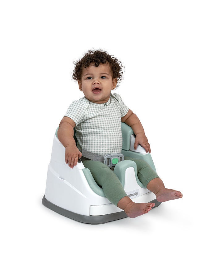 Baby Base 2-in-1 Booster Feeding and Floor Seat with Self-Storing Tray - Mist