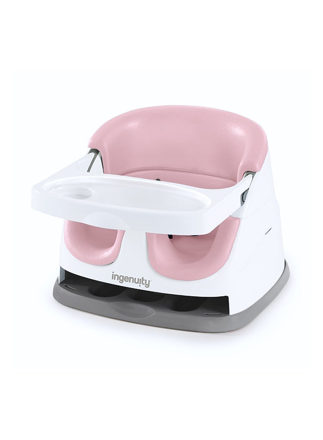 Ingenuity Baby Base 2-in-1 Booster Seat – Peony, Portable Feeding & Play Seat, Removable Tray, Adjustable for Babies & Toddlers