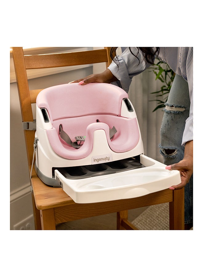 Ingenuity Baby Base 2-in-1 Booster Seat – Peony, Portable Feeding & Play Seat, Removable Tray, Adjustable for Babies & Toddlers