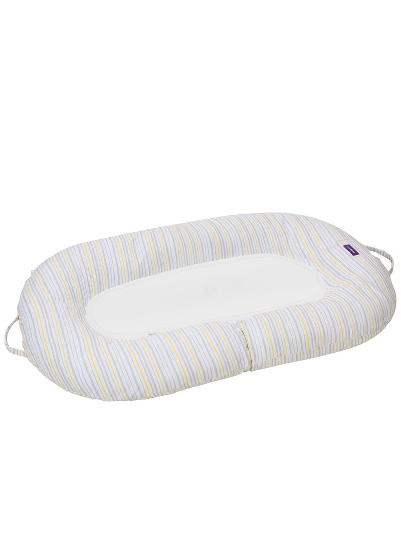 Mum2Me Maternity Pillow & Baby Pod - Grey and Yellow Stripes