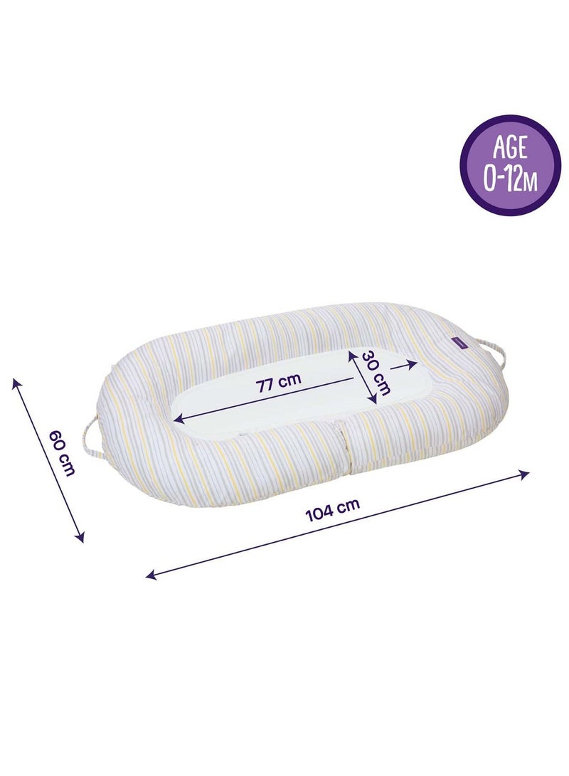 Mum2Me Maternity Pillow & Baby Pod - Grey and Yellow Stripes