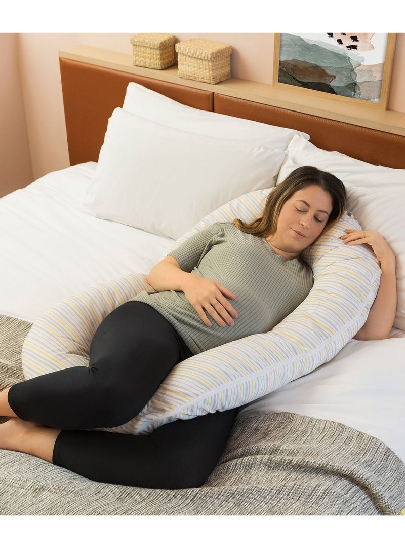 Mum2Me Maternity Pillow & Baby Pod - Grey and Yellow Stripes