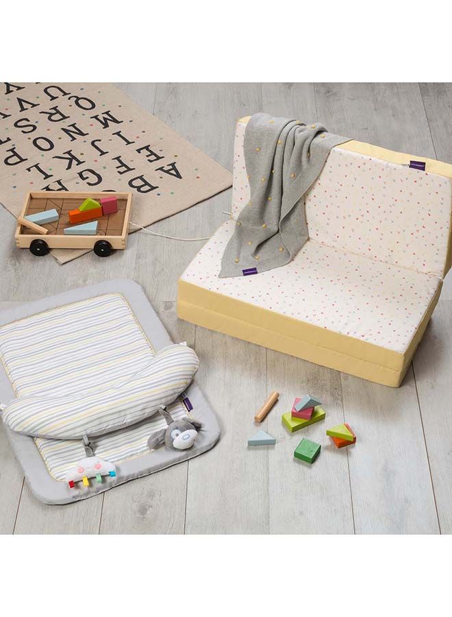 Clevafoam Travel Cot Mattress  3 In 1 Sleep, Sit And Play 96x65x7 Cm – White/Yellow