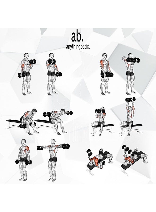 Adjustable PVC Dumbbell Set of 8Kg (17.6LB) Includes 4 Plates * 2Kg (4.4LB) , 14'' Dumbbell Rod Pair & Nuts | Black | Material : Polyvinyl Chloride | Fitness Kit | Unisex