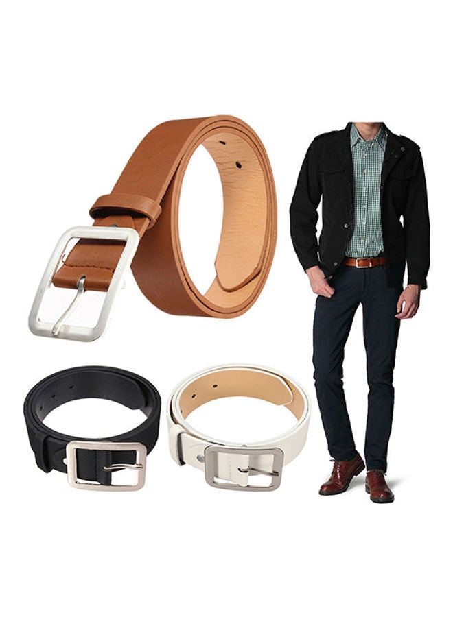 Men's Stylish Casual Waistband PU Leather Pin Buckle Waist Strap Business Belt Coffee