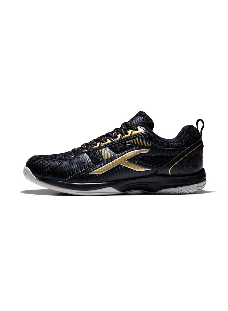 GoldRaze Non Marking Badminton Shoes for Men (Black/, Size: UK 10/US 11/EU 44) | Material Upper: Polyester, Sole: Rubber | Suitable for Indoor Tennis/Squash/Table Tennis/Basketball & Padel