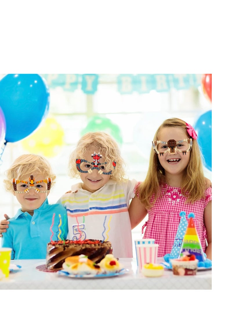 Building Blocks Glasses Kits, 9Pcs Building Blocks Party Bag Fillers, DIY Creative Eyeglasses Toys, Funny Party Glasses Decoration, for Kids Party Favour