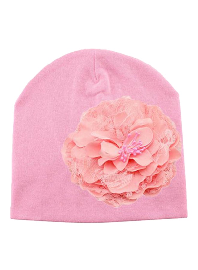 Peony Flower Weave Beanie Light Pink