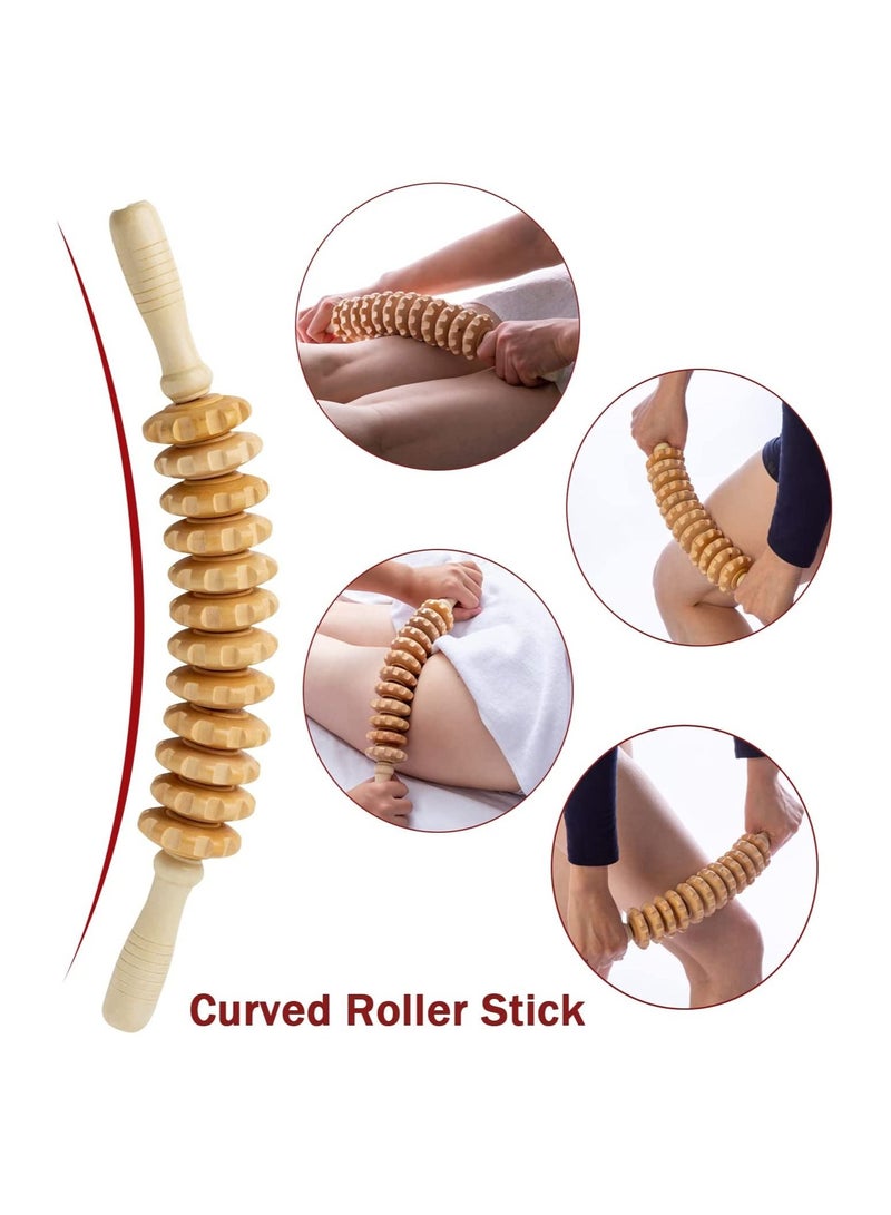 3 Pcs Wood Therapy Massage Tools for Body Shaping Lymphatic Drainage Massager Maderoterapia Kit Wooden Massage Roller Anti-Cellulite Massager Body Sculpting Tools Set