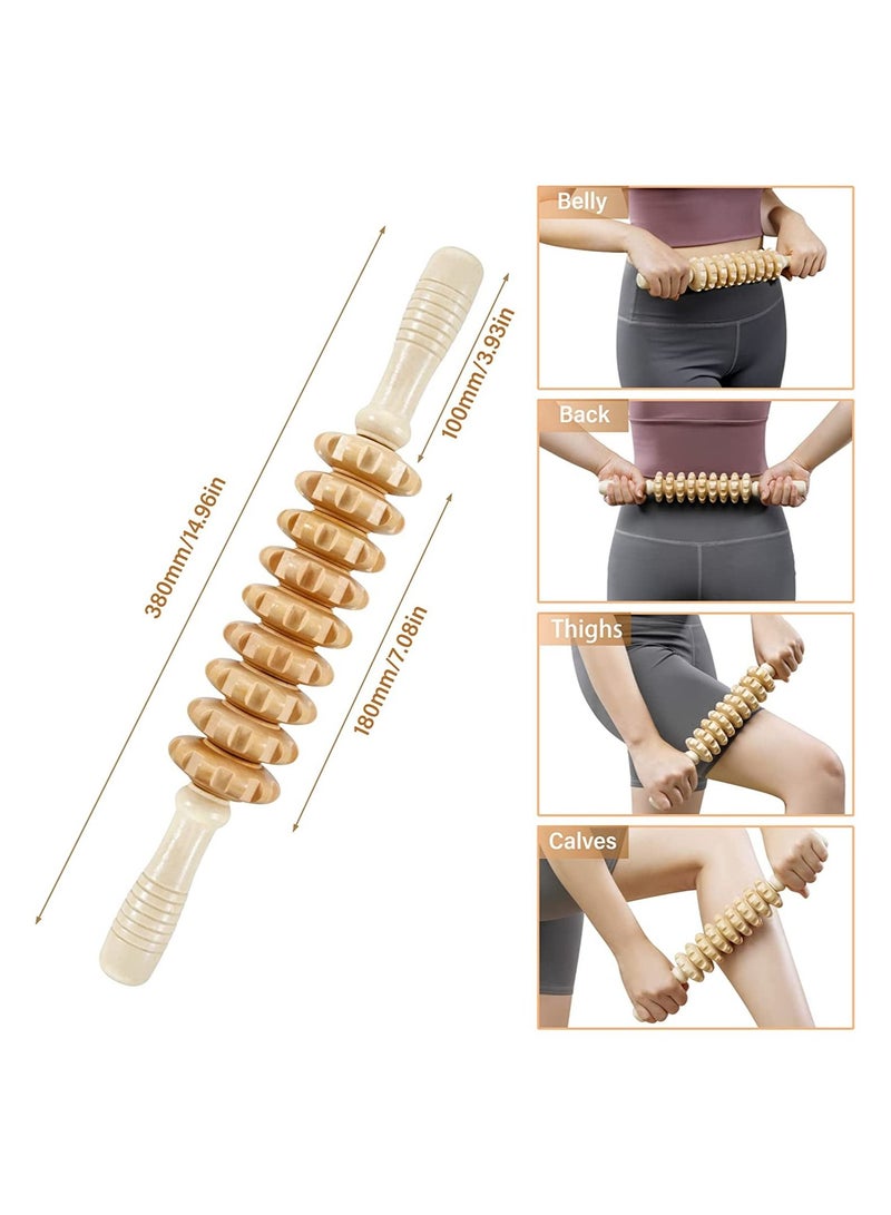 3 pcs Wood Therapy Massage Tools Maderoterapia Kit Wood Massage Roller Rope Tools Kit Body Sculpting Tools for Relax Muscles