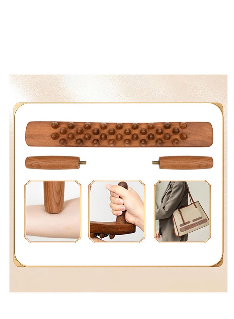 Wooden Muscle Roller Stick for Manual Massage, Handheld Massager Tool for Neck and Muscles, Rolling Rod for Fitness and Yoga, Beech Materia