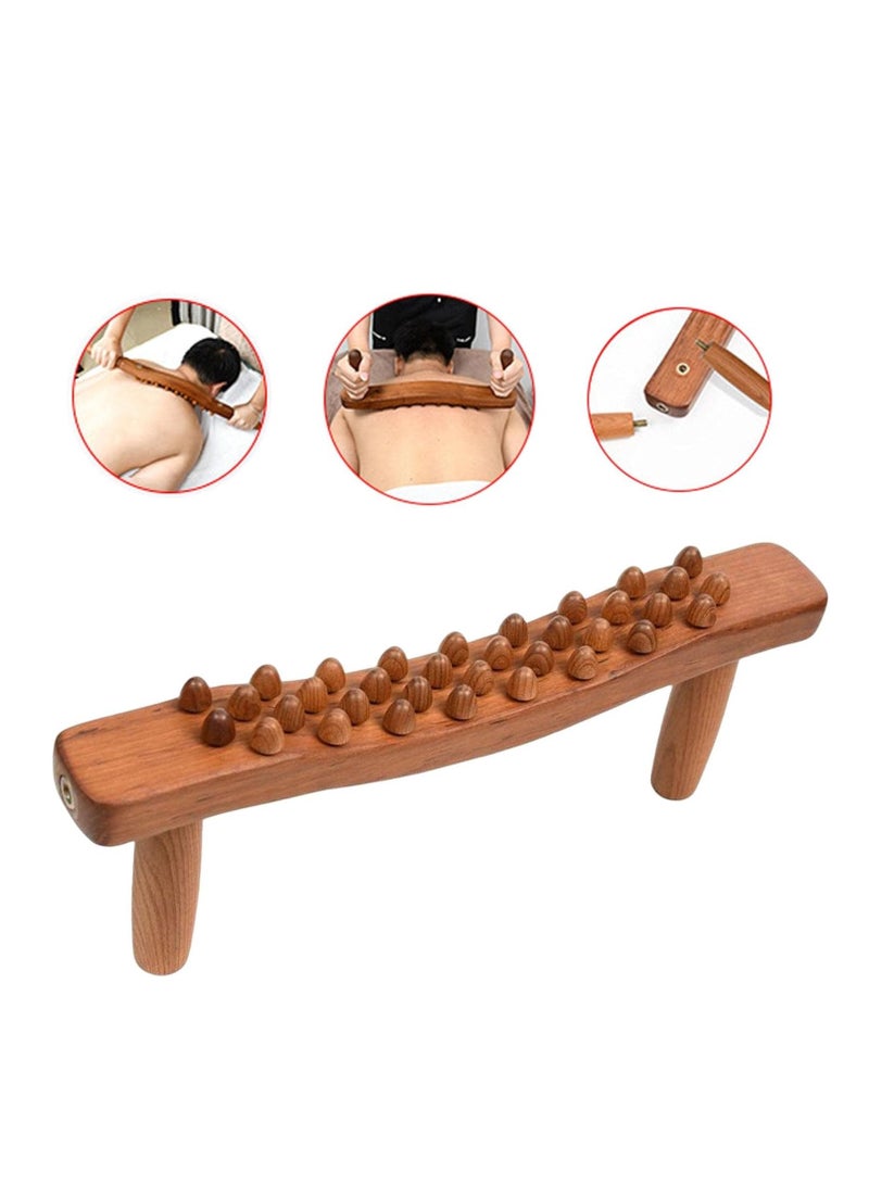 Wooden Muscle Roller Stick for Manual Massage, Handheld Massager Tool for Neck and Muscles, Rolling Rod for Fitness and Yoga, Beech Materia