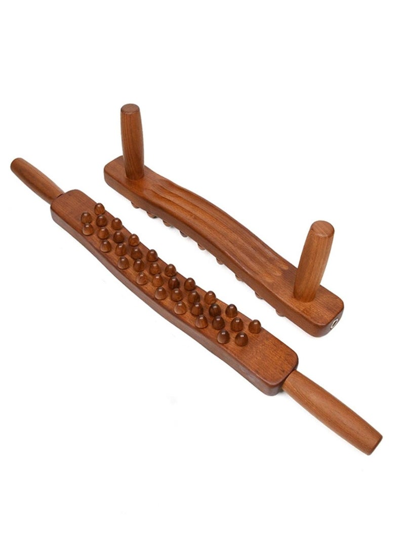 Wooden Muscle Roller Stick for Manual Massage, Handheld Massager Tool for Neck and Muscles, Rolling Rod for Fitness and Yoga, Beech Materia