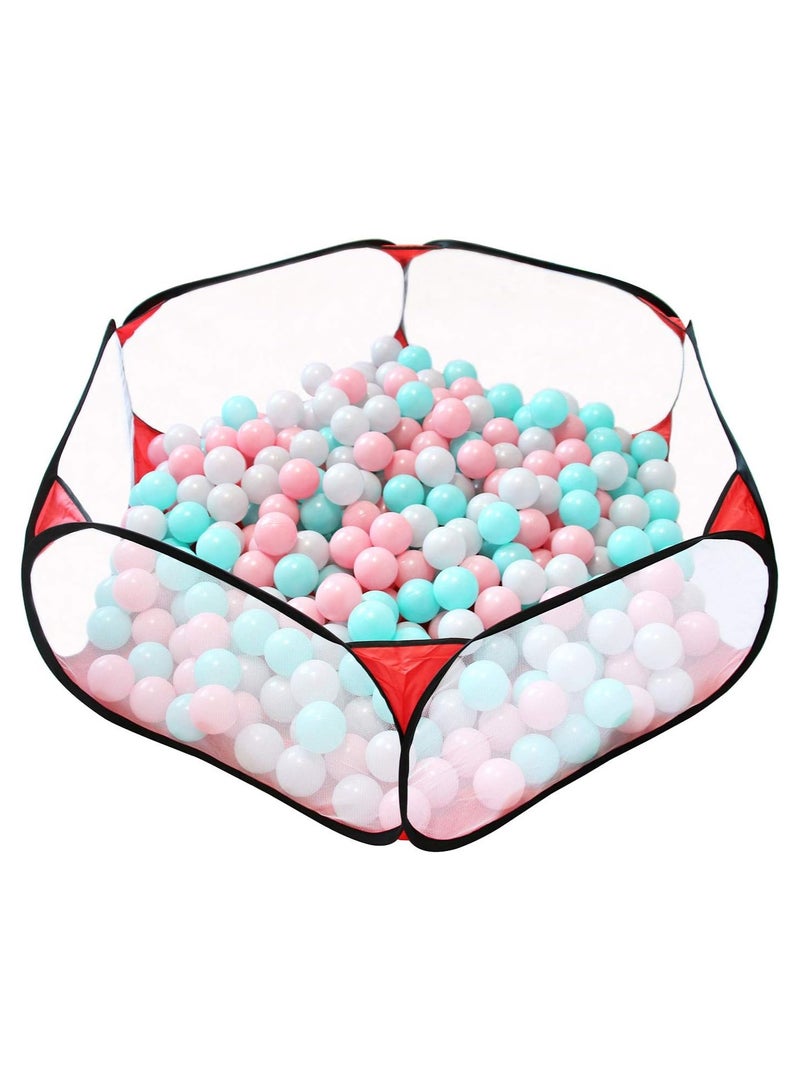 Portable Cute Black and Red Hexagon Children Ball Pit, Indoor and Outdoor Easy Folding Ball Play Pool Kids Toy Play Tent with Carry Tote, Balls Not Included