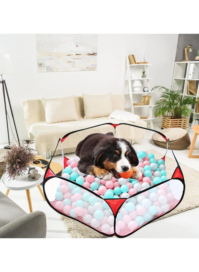 Portable Cute Black and Red Hexagon Children Ball Pit, Indoor and Outdoor Easy Folding Ball Play Pool Kids Toy Play Tent with Carry Tote, Balls Not Included