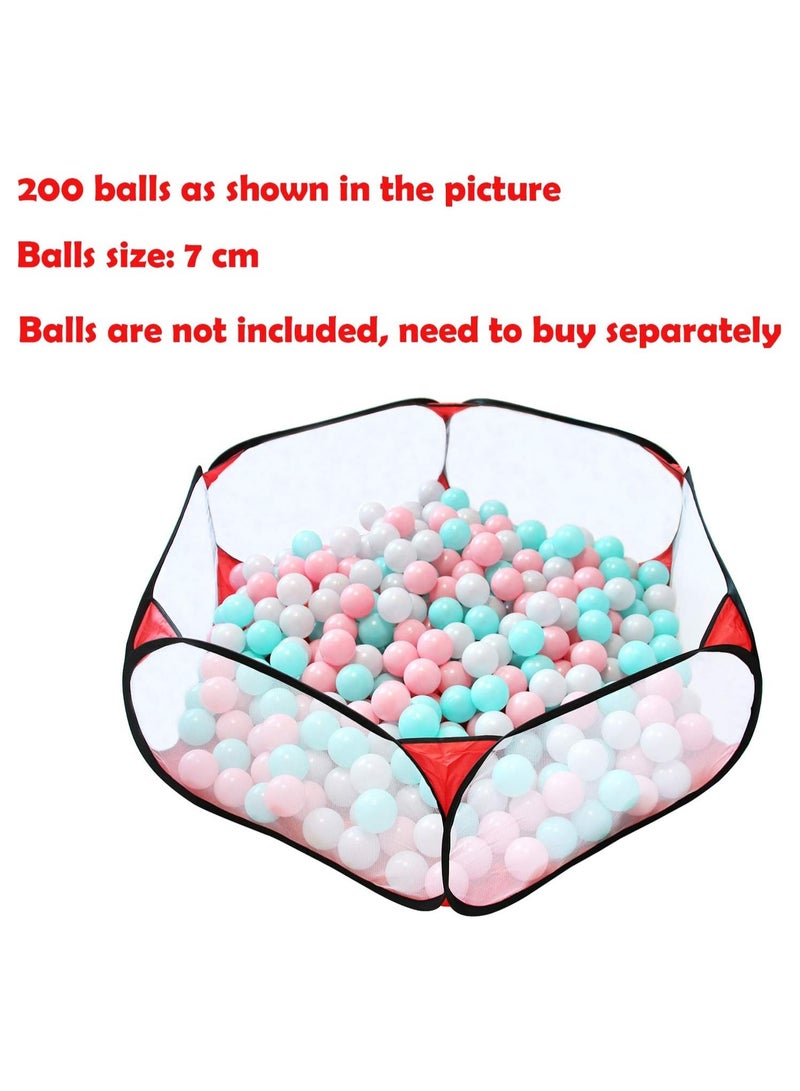 Portable Cute Black and Red Hexagon Children Ball Pit, Indoor and Outdoor Easy Folding Ball Play Pool Kids Toy Play Tent with Carry Tote, Balls Not Included