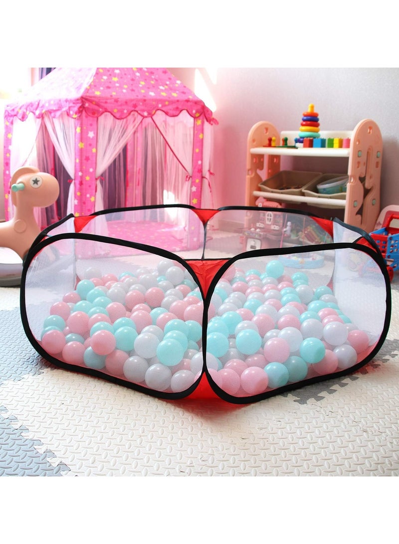 Portable Cute Black and Red Hexagon Children Ball Pit, Indoor and Outdoor Easy Folding Ball Play Pool Kids Toy Play Tent with Carry Tote, Balls Not Included