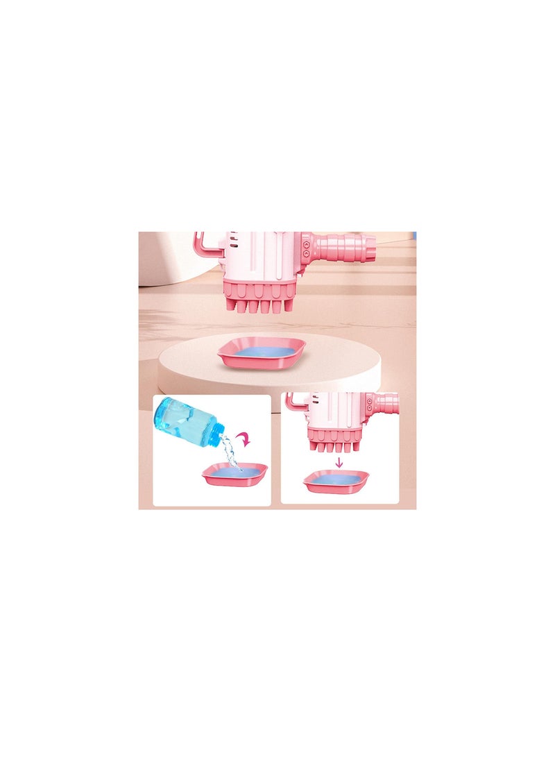 Bubble Gun Bubble Maker Machine with 32 Holes for Boys and Girls Summer Kids Toy for Age 3 4 5 6 7 8 Years Old Widely Use for Party Wedding or Games Pink