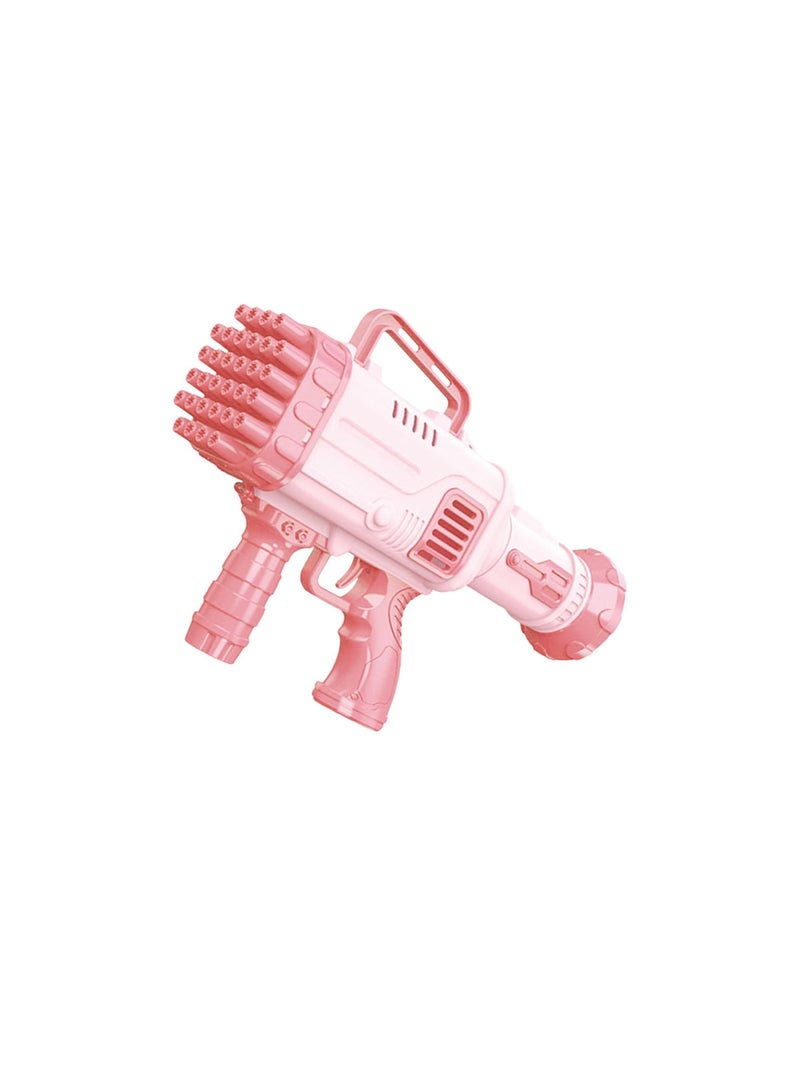 Bubble Gun Bubble Maker Machine with 32 Holes for Boys and Girls Summer Kids Toy for Age 3 4 5 6 7 8 Years Old Widely Use for Party Wedding or Games Pink