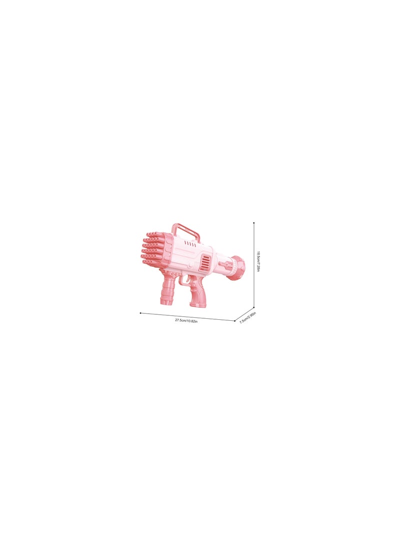 Bubble Gun Bubble Maker Machine with 32 Holes for Boys and Girls Summer Kids Toy for Age 3 4 5 6 7 8 Years Old Widely Use for Party Wedding or Games Pink