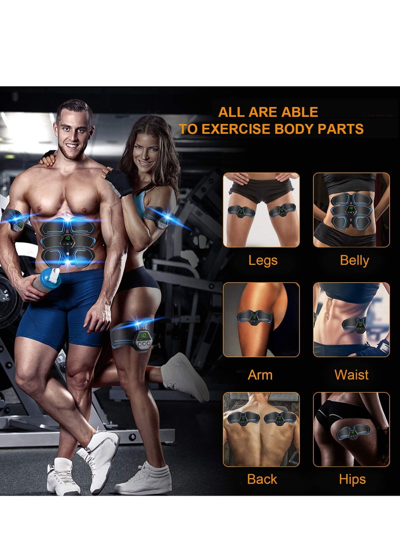 ABS and EMS Muscle Stimulator Ab Trainer with 10 Modes 20 Levels USB Rechargeable LCD Screen Portable Muscle Trainer Abdominal Toning Belt Muscle Trainer for Abdominal Arm Leg Fitness Workouts