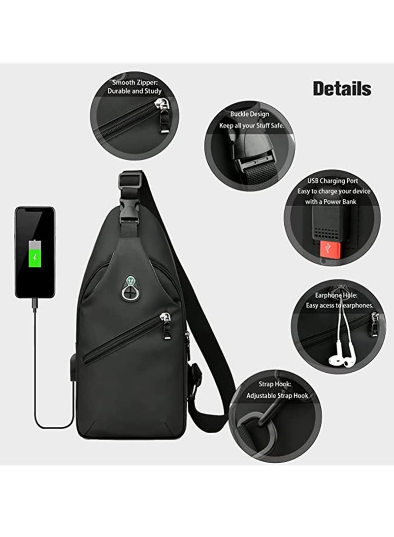 Crossbody Gaming Bag, Portable Waterproof Travel Bag, for Nintendo Switch, Lite, OLED, Backpack Carrying Case Boy for Console Dock Accessories Storage, USB Charging Port