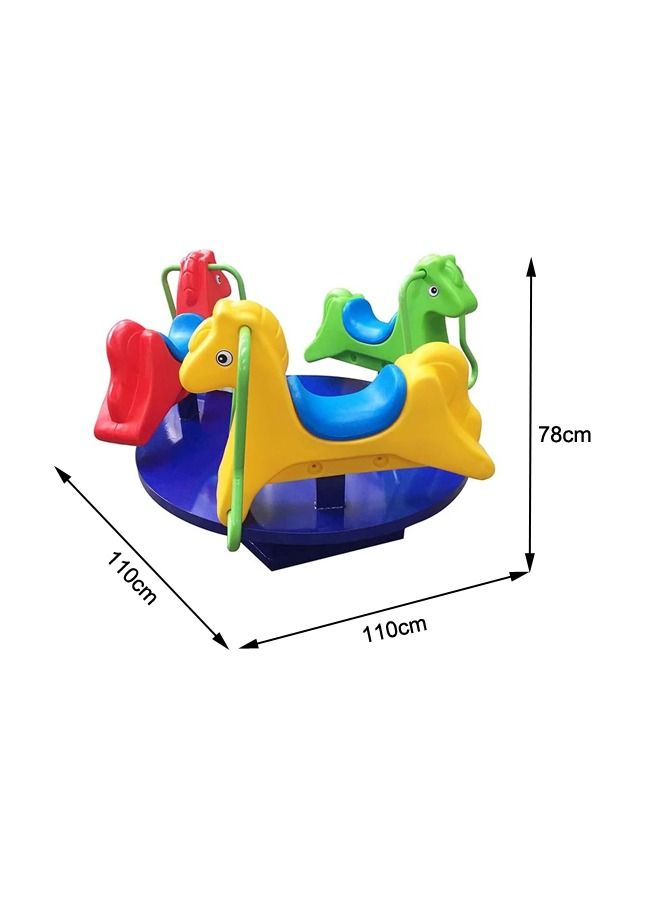 Outdoor Turntable Playground Equipment Merry-Go Round Multi-color Horse Shape Seat