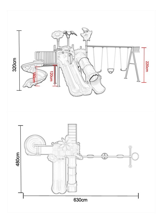 Outdoor Kids Swing Slide Set Fun Playground Equipment Home Preschool Children Playset Kindergarten