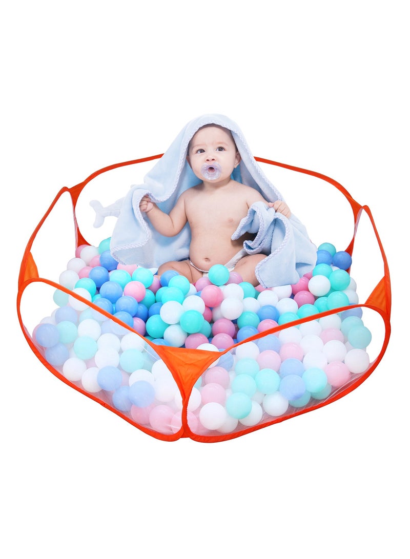 Portable Cute Orange Hexagon Children Ball Pit, Indoor and Outdoor Easy Folding Ball Play Pool Kids Toy Play Tent with Carry Tote, Balls Not Included