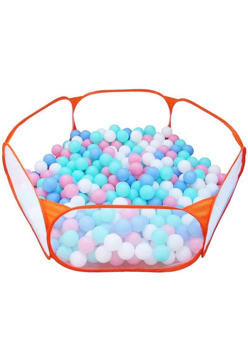 Portable Cute Orange Hexagon Children Ball Pit, Indoor and Outdoor Easy Folding Ball Play Pool Kids Toy Play Tent with Carry Tote, Balls Not Included