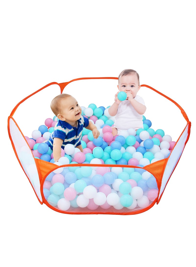 Portable Cute Orange Hexagon Children Ball Pit, Indoor and Outdoor Easy Folding Ball Play Pool Kids Toy Play Tent with Carry Tote, Balls Not Included