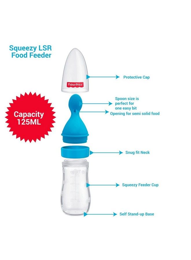 Squeezy Silicone Food Feeder Blue 125Ml